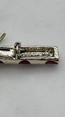 Vintage Gerry’s Candy Cane Brooch Pin Red White Enamel Green Bow Rhinestone