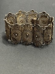 A-058 1930’s Sterling Silver wire-work Filigree Bracelet Made In Mexico .925