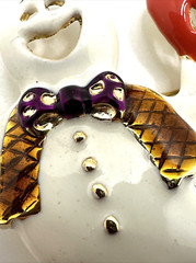 Vintage Halloween Ghost Brooch Enamel Pumpkin Jack O Lantern Statement Pin 2×2″