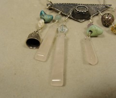 Handmade Modernist Linda Kaye-Moses Various Stones and Sterling Pin