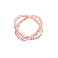 Rose Gold Tone Cubic Zirconia X-Band Ring | Vintage Sterling Silver | Size 5.25