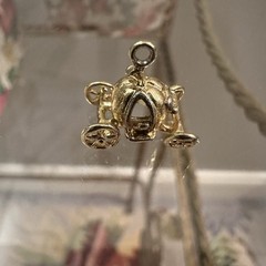 Vintage Gold Plate over 925 Sterling Silver Tiny Cinderella’s Carriage Charm