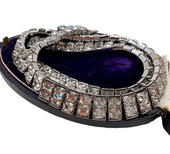 TRUE ART DECO GREAT GATSBY CRYSTAL PASTE CHOKER 14″ RHODIUM PLT ANTIQUE NECKLACE