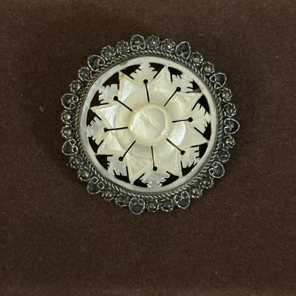 Vintage Jerusalem MOP Star Brooch 935 Silver Brooch plus 9 Brooch Costume Lot