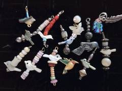 Vintage Carved Birds Charms Lot Mixed Materials Animal Fetish