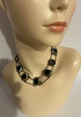 Victorian Silver Filigree Opercullum/Shiva Shell 15 3/4″ Choker Necklace #9107