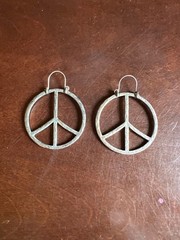 Two Pairs of Vintage-Style Peace Sign Hoop Earrings