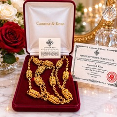 Camrose & Kross Jackie Kennedy Replica Necklace Gold Tone Crystal Box COA