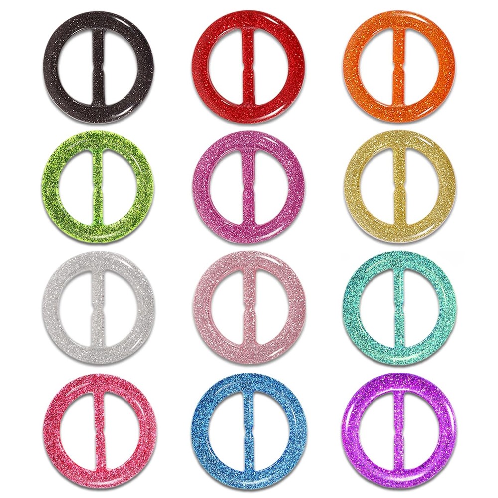 12PCS Silk Scarf Ring Clip T-shirt Tie Clips for Women Fashion Resin Ring Scarve