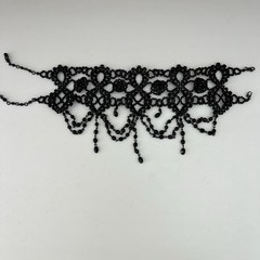 Vintage Anouska Hempel Black Glass Bead Choker Necklace Victorian Gothic