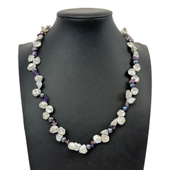 Freshwater Keshi Pearl OP Signed Sterling Silver Lavender Purple 16″ Necklace