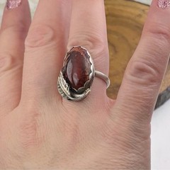 Vintage Sterling Ring Size 6 3/4 7 Native American Mexican Cantera Fire Opal