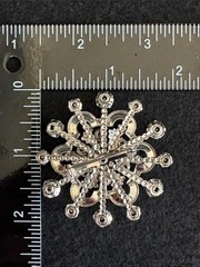 VTG Starburst Rhinestone Brooch Pin Silver Tone Mid Century Snowflake