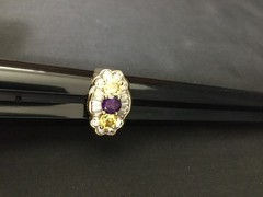 Ladies Vintage 925 Sterling Silver Gold-Tone Multi-Stone Ring – Size 10