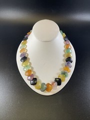 Vintage Lucite 20-Inch Necklace Square Beads Stacked Multicolored