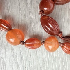 Vintage Possibly Antique Hand Knotted Carnelian Beaded Necklace Needs a Clasp
