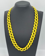 Vintage Napier Necklace of Bright Yellow Coated Enamel Chunky Chain Links Signed