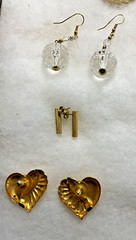 Vintage Earrings Lot Eight Pairs GoldTone Pierced Styles Hearts Hoop Dangle Post