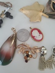 Estate Find Lot Of Assorted Jewelry 13 Pc Pins Buttons Earrings Brooch Nice. J5
