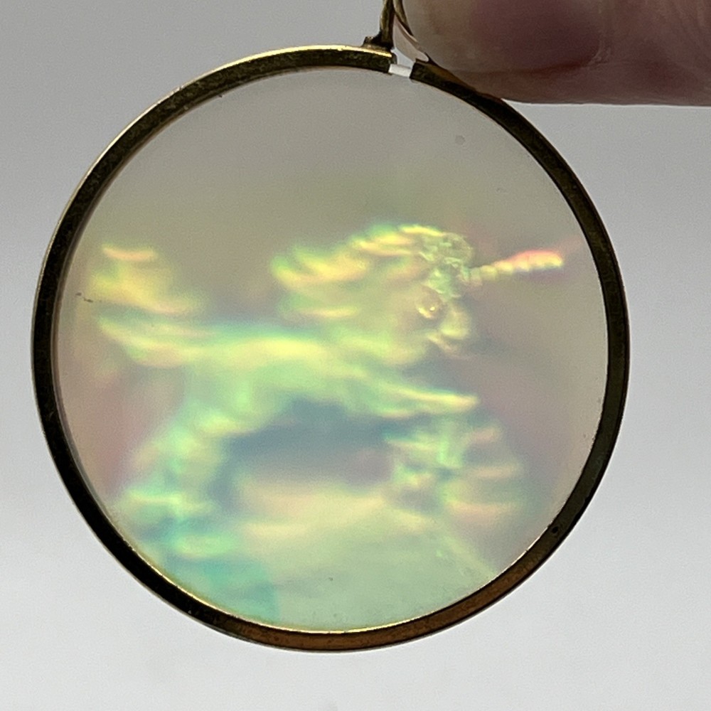 Vintage 1980’s Retro Hologram Floating Art glass 3D – Unicorn – Colorful Rare!