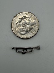 Vintage Bugle Sterling Silver Charm For Necklace Or Bracelet 925