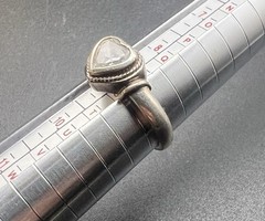 .925 Sterling Silver Ring CZ Heart Size 9 Thailand Vintage Ring