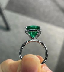Art Deco 4.10 Ct Natural Emerald Vintage Engagement Ring 925 Sterling Silver