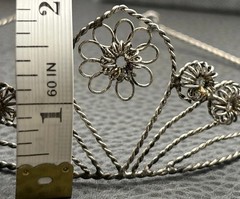 Vintage Spun Silver Tone Metal Flower Tiara Headdress Filigree Design