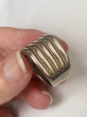 Vintage Chateau D’Argent Solid Sterling 925 Modernist Ring W 14K Gold Rope Band