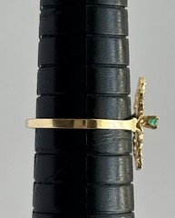 VINTAGE 10K YELLOW GOLD FILIGREE RING WITH GREEN GEMSTONE LADIES SIZE 6.75 VG