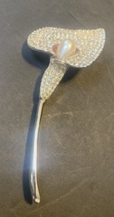 Napier Brooch Calla Lily flower Pin Rhinestones Silver Tone Faux Pearl Vintage