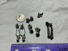 Vintage Silver Tone Drop Post Earring Lot, Napier Mother of Pearl/Abalone