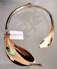 Piper K Calla Lily Shiny Gold Tone Cuff Collar Necklace NWT Statement Runway