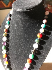 SUPERB VINTAGE CHINESE JADE /AGATE QUARTZ TURQUOISE SILVER BEADS