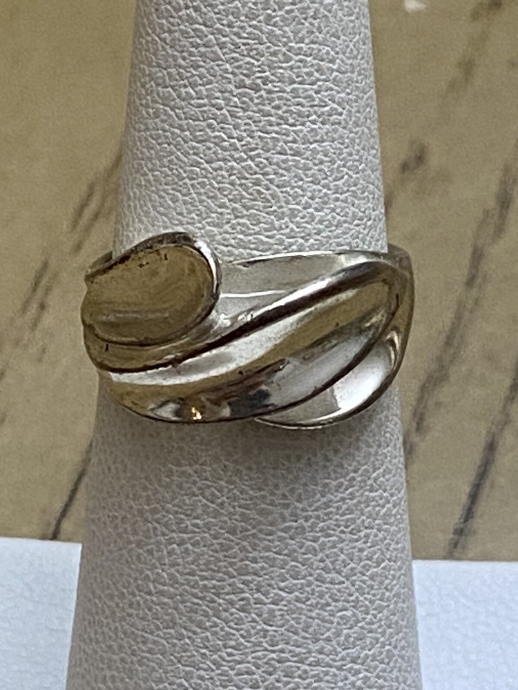 Modernist Sterling Silver 925 Cellini Domed Abstract Twist Wave Ring Size 6
