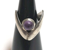 Vintage Modernist Balderas Taxco Mexican Sterling Silver Chevron Sz 4.25 LtG