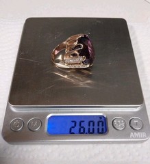 AMETHYST OVAL 14K SOLID GOLD & Diamonds Size 8 RING 26 Grams Huge