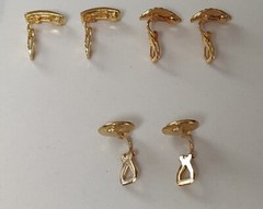 Evan St Clair 3 Pairs Clip On Earrings Gold Tone Genuine Diamond Dust MCM Modern