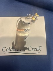 Vtg Coldwater Creek Sterling Silver 925 Scottie Dog Pin Brooch with Bone On Card