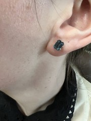 Vintage 14k Gold Emerald Cut London Blue Topaz Stud Earrings