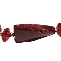 Vintage Women’s Chunky Acrylic Stones Necklace Burgundy 8.5 + 4 Inches