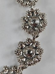 Simulated Red Statement Choker, Rhinestone Silver Tone Necklace