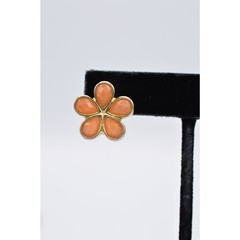 Liz Claiborne Vintage Flower Clip On Earrings Orange Crystal Signed 1980s BinZ
