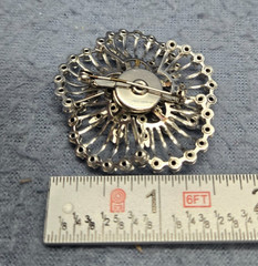 Pendant Brooch Vintage Rhinestone Silver Tone Metal Spray Dual – 2 Missing