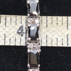 Vintage Black Onyx & Cubic Zirconia Stunning SIlver tone Tennis Bracelet sz 7″