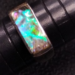 Ring Size 6.75 Vintage Sterling Silver 925 FAS Abalone Mother of Pearl Style