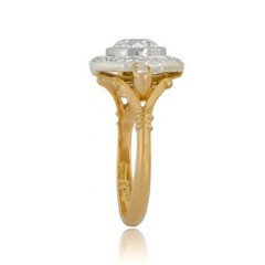 2.90CT Lab Created Diamond Vintage Octagon Halo Bezel Ring 14K Two-Tone Gold FN
