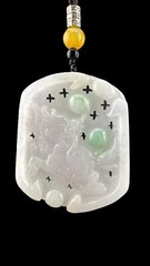 Grade A Burma Jadeite White and Green Chinese Unicorn 麒麟 Pendant Certified