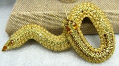 KENNETH J LANE KJL OPAQUE TOPAZ CRYSTAL Serpent Snake BROOCH BOOK PIECE 5″ Rare
