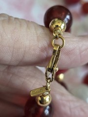 Vintage Monet Red Beaded 36 In Necklace Signed